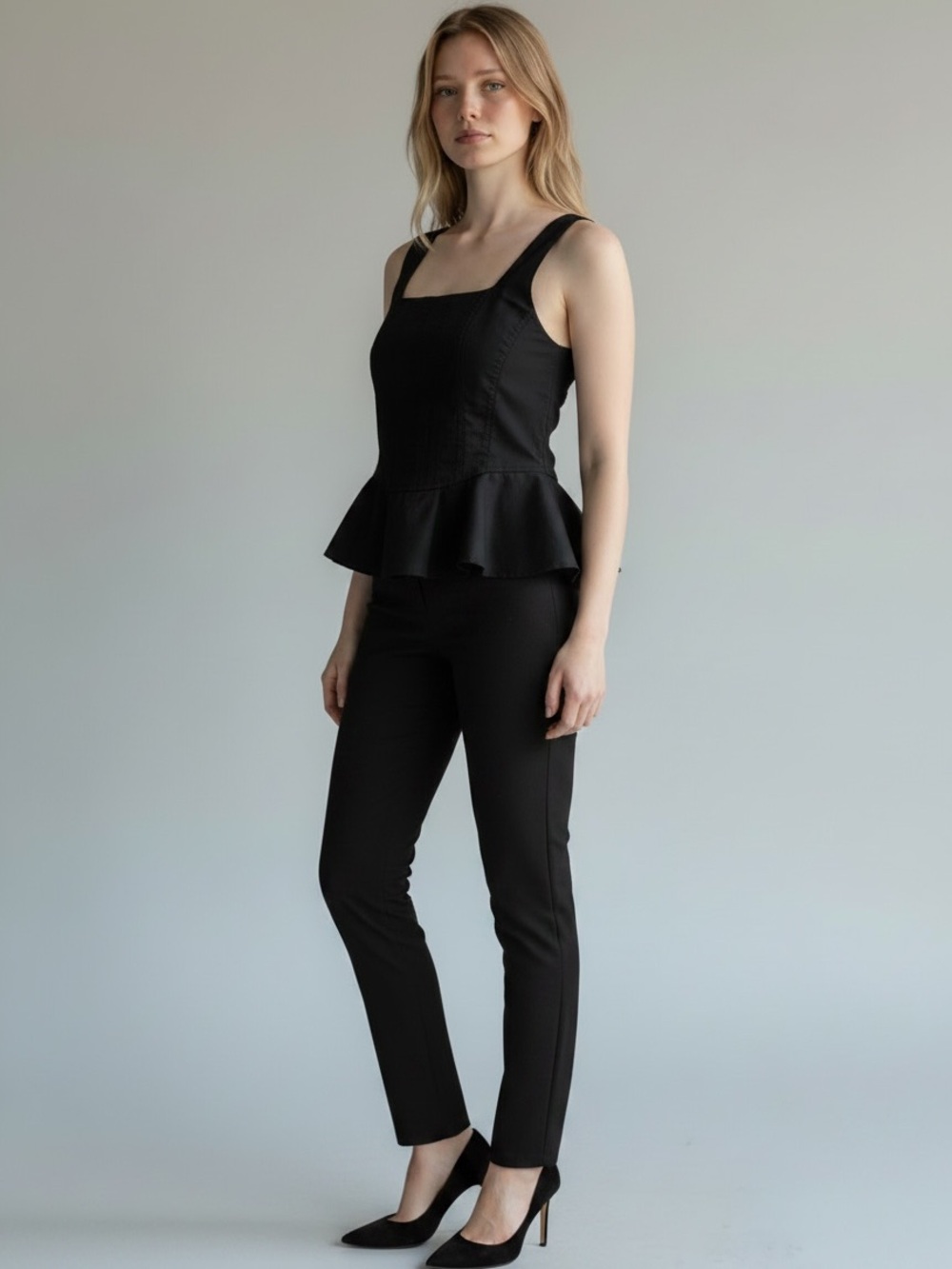 Veronica Beard Black Nickolette Peplum  Corset Sleeveless Top size 6